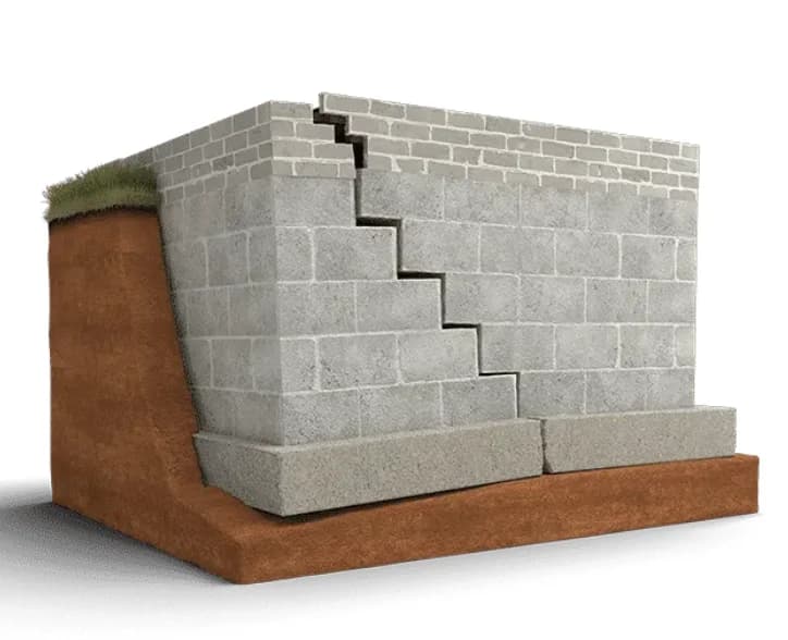 Diagram showing common concrete crack patterns and their causes