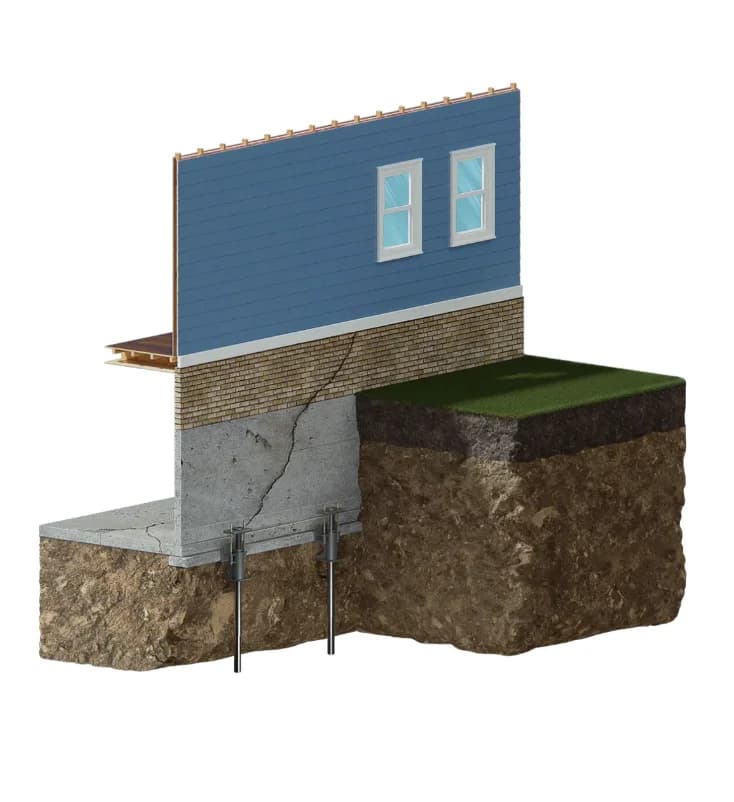 Foundation repair diagram showing push pier installation